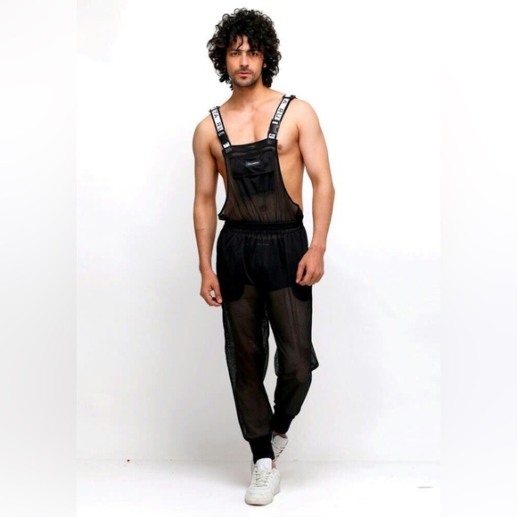 Ruben Galarreta Black Mesh See Thru Overalls Jumpsuit Men’s Sz L